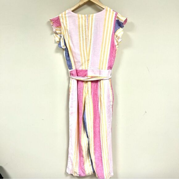 Line & Dot Striped Jumpsuit with Flutter Sleeves - Picture 6 of 7